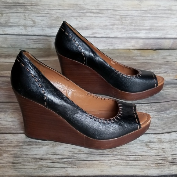 Nicole Shoes - Nicole Black Drew Wedge Peep Toe Heel 9.5